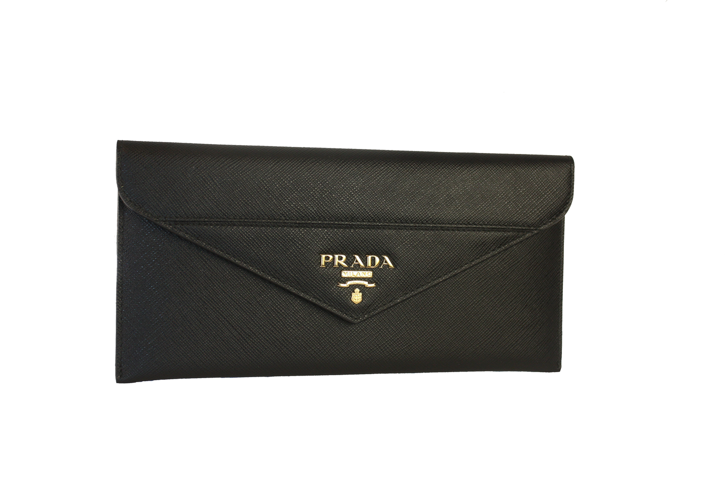 Prada Saffiano Leather Envelope Document Holder Black Pouch 1MF006