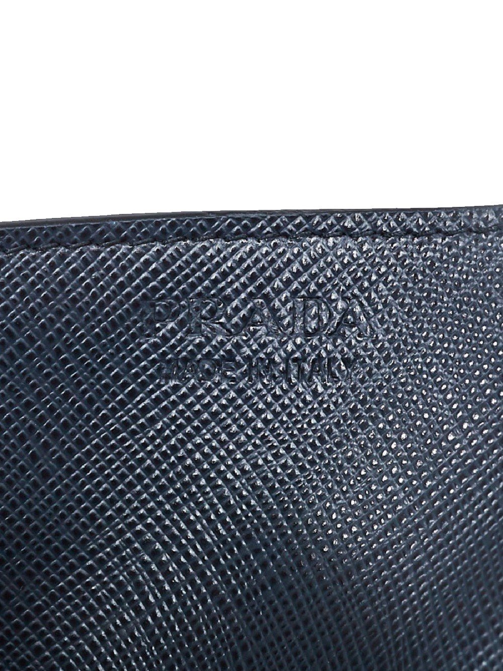 Prada Saffiano Mens Credit Card Wallet Baltico Blue Embossed Logo 2MC223