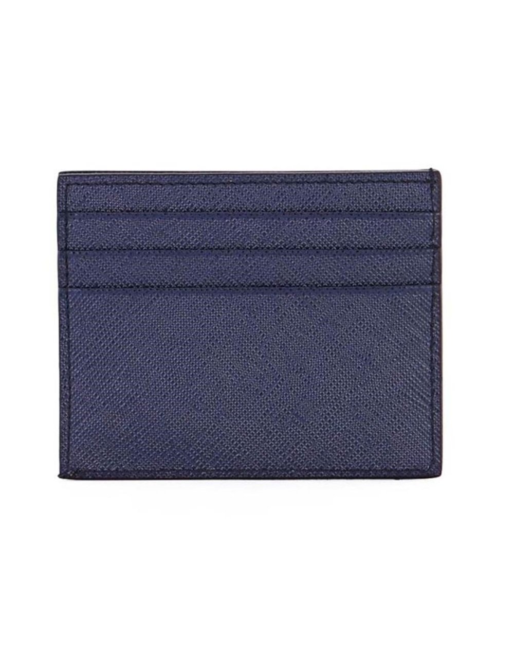 Prada Saffiano Mens Credit Card Wallet Baltico Blue Embossed Logo 2MC223