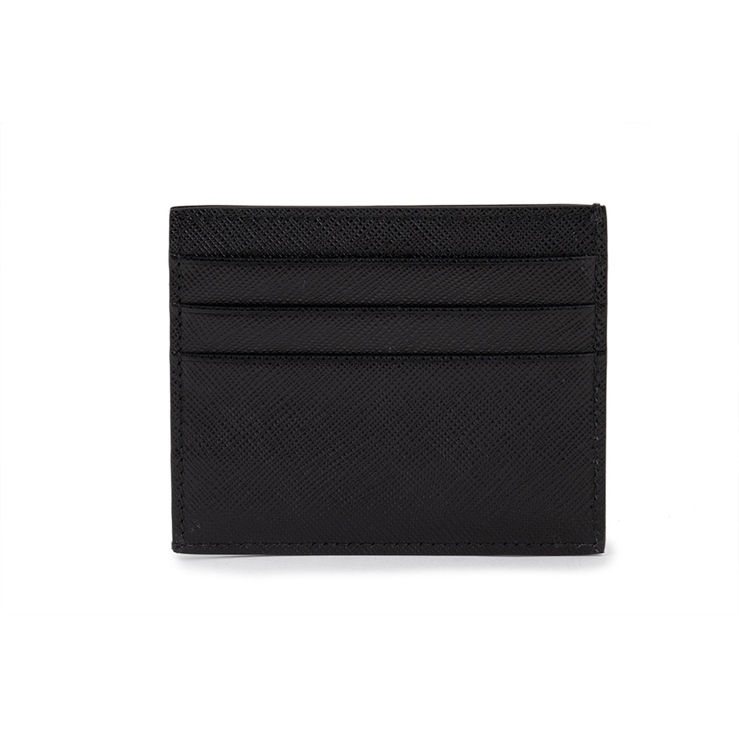 Prada Saffiano Nero Black Card Holder Embossed Logo