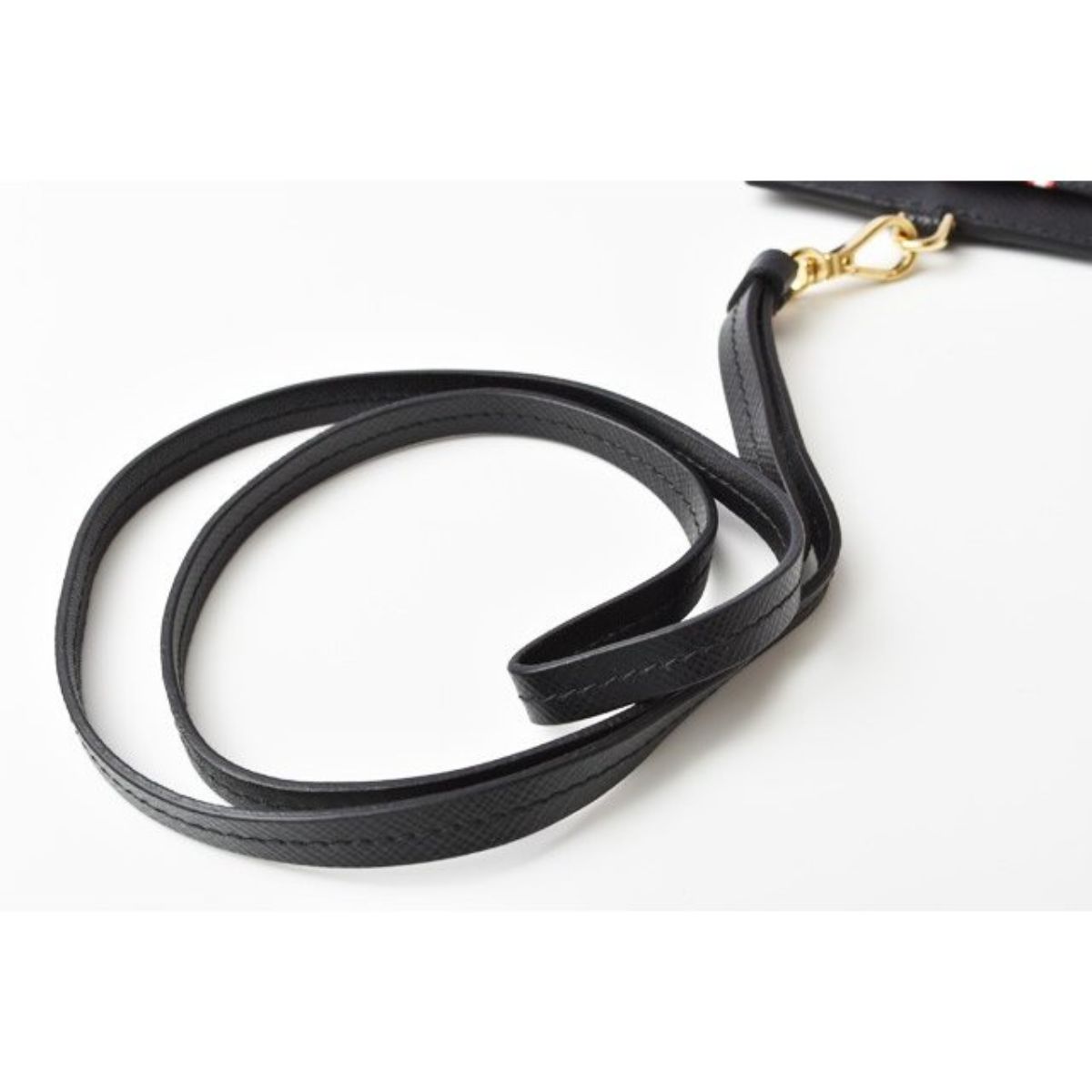 Prada Saffiano Thunder Lacca Black Card Case Badge Holder 1MC007