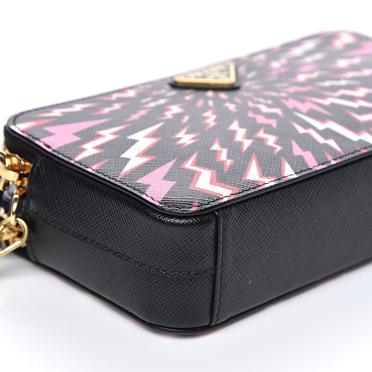 Prada Saffiano Thunder Print Mini Zip Crossbody Bag Lacca 1DH010
