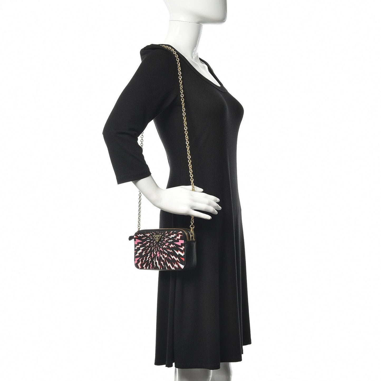 Prada Saffiano Thunder Print Mini Zip Crossbody Bag Lacca 1DH010
