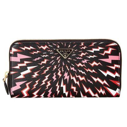 Prada Saffiano Thunder Print Mini Zip Crossbody Bag Lacca 1DH010