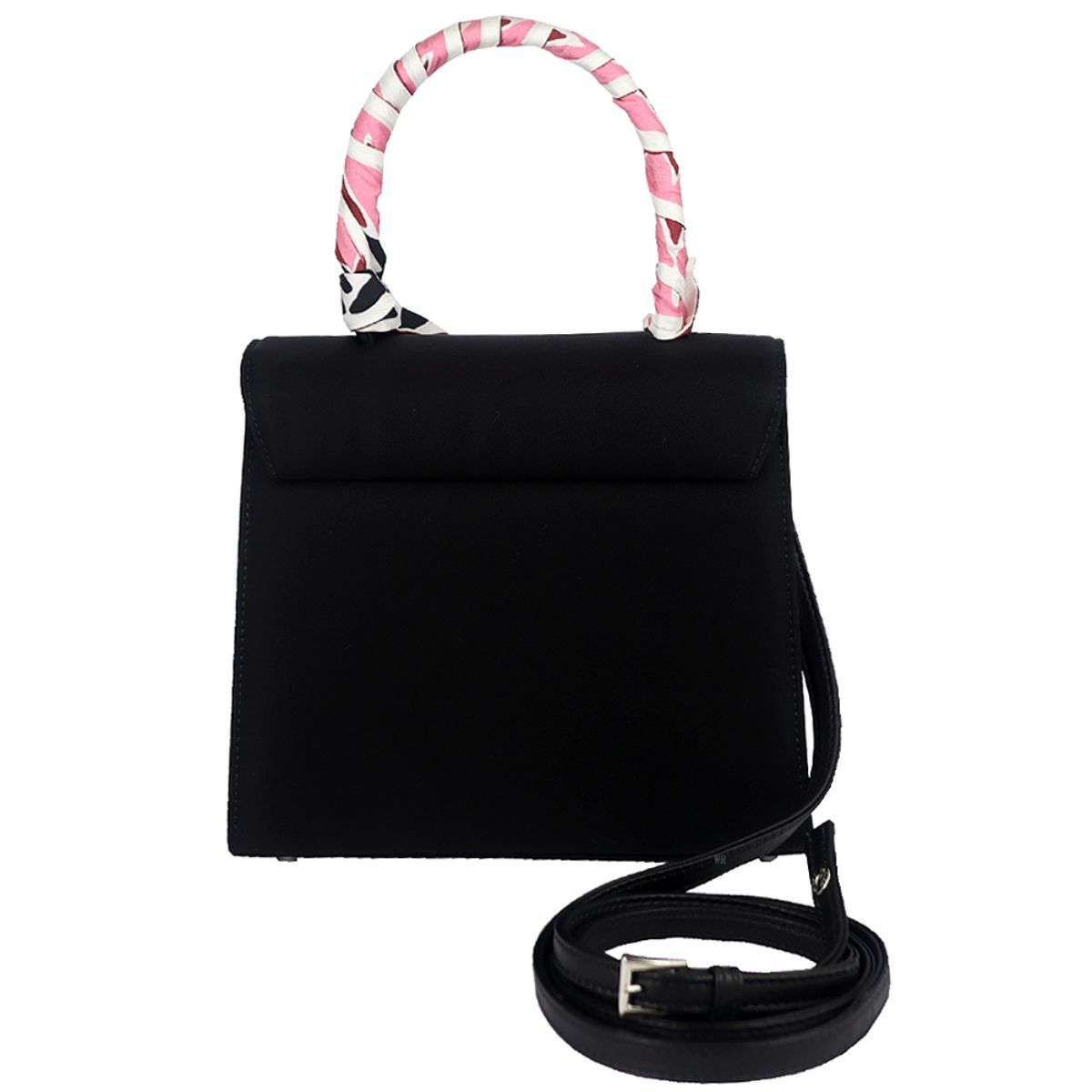 Prada Tessuto Foulard Handbag Silk Wrapped Handle Black Petalo 1BA656