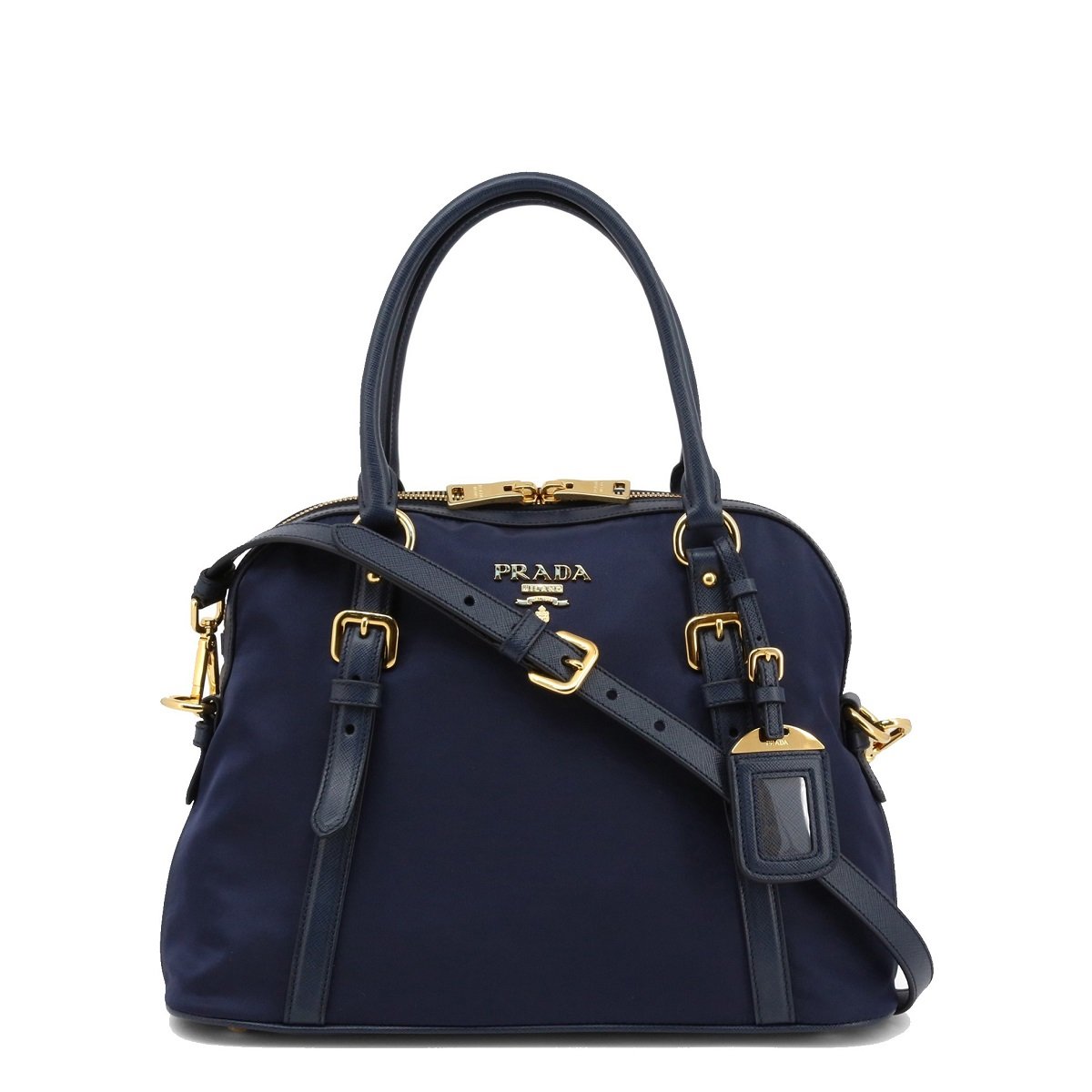 Prada Tessuto Nylon Saffiano Baltico Blue Convertible Satchel 1BB013