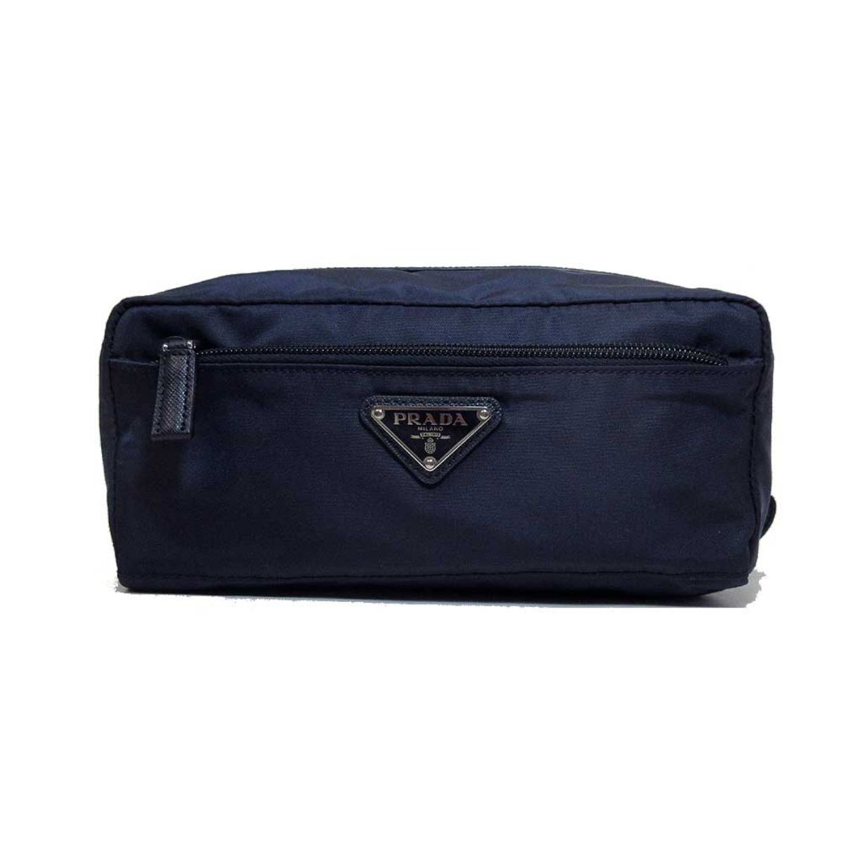 Prada Tessuto Nylon Mens Necessaire Toiletry Travel Bag Blue 2NA028