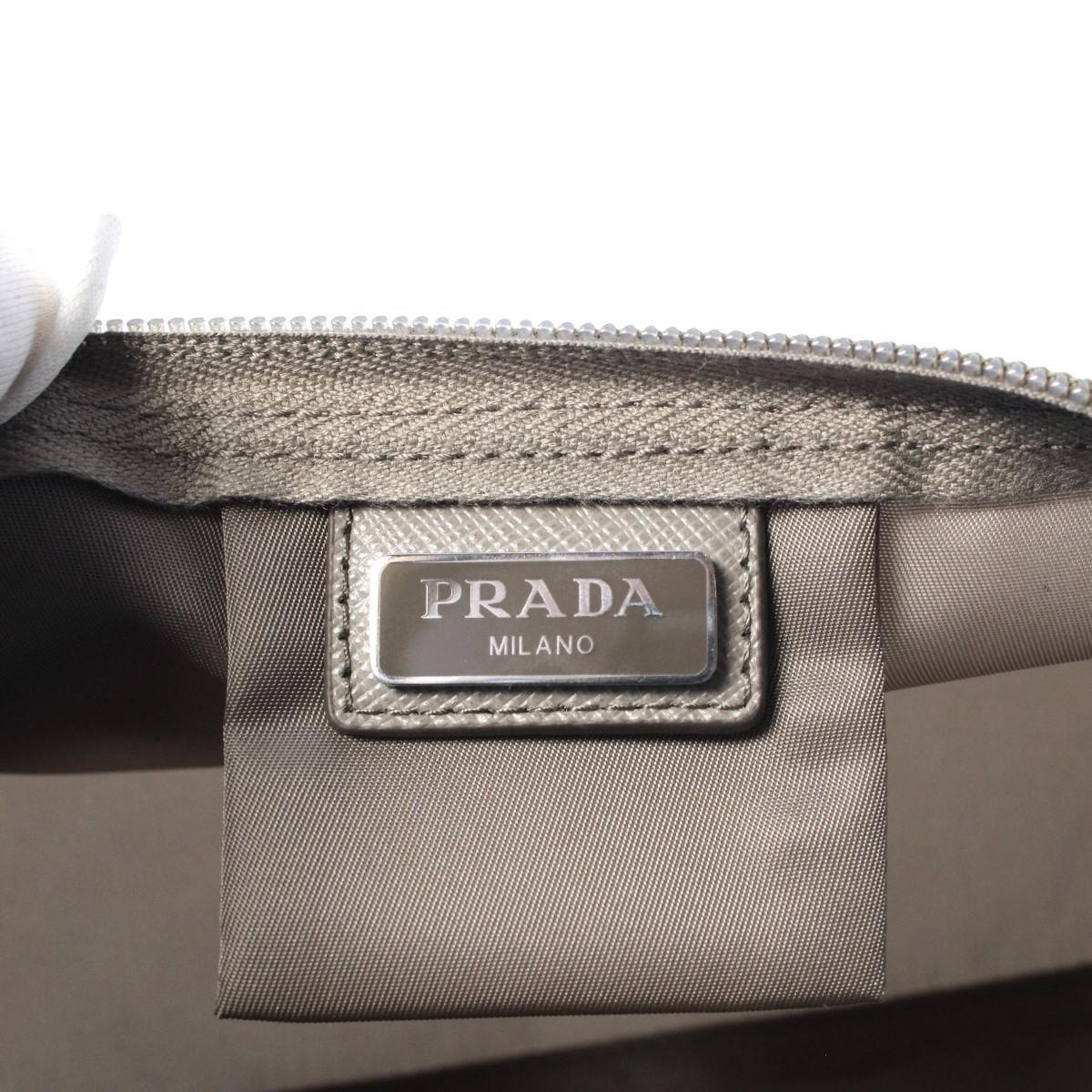 Prada Tessuto Nylon Triangle Logo Large Toiletry Case Argilla Grey 1NA693
