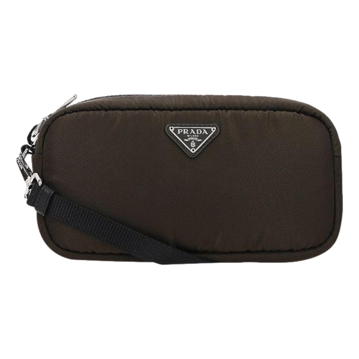 Prada Tessuto Green Nylon Mini Convertible Wristlet Crossbody Bag 1DH046