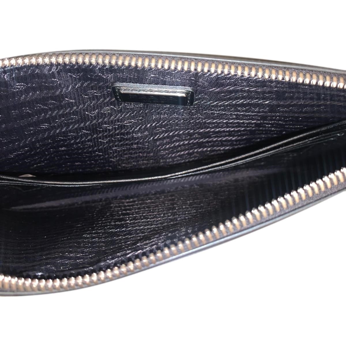 Prada Thunder Frankenstein Black Leather Studded Wristlet Bag