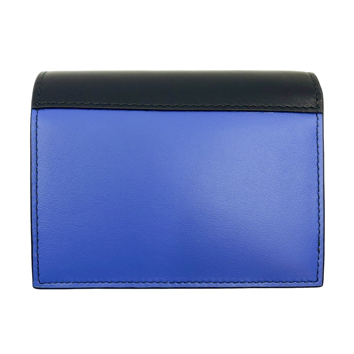 Prada Unisex Blue Black City Calf Milano Snap Logo Emblem Multicolor Wallet 1MV204