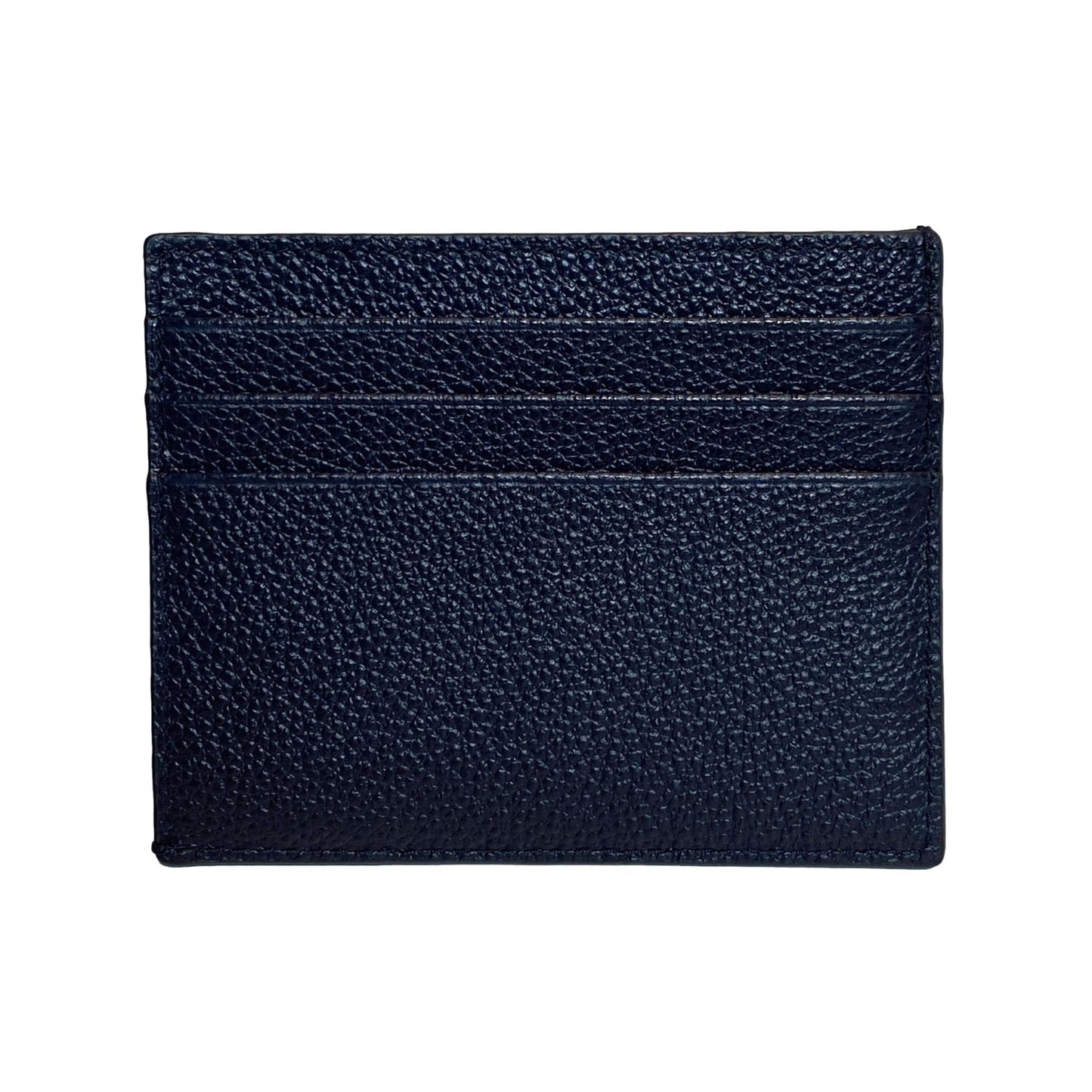 Prada Vitello Micro Grain Leather Blue and Black Card Holder Wallet
