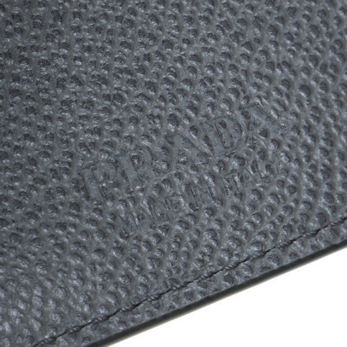 Prada Black Grey Vitello Micro Grain Vertical Card Holder Wallet