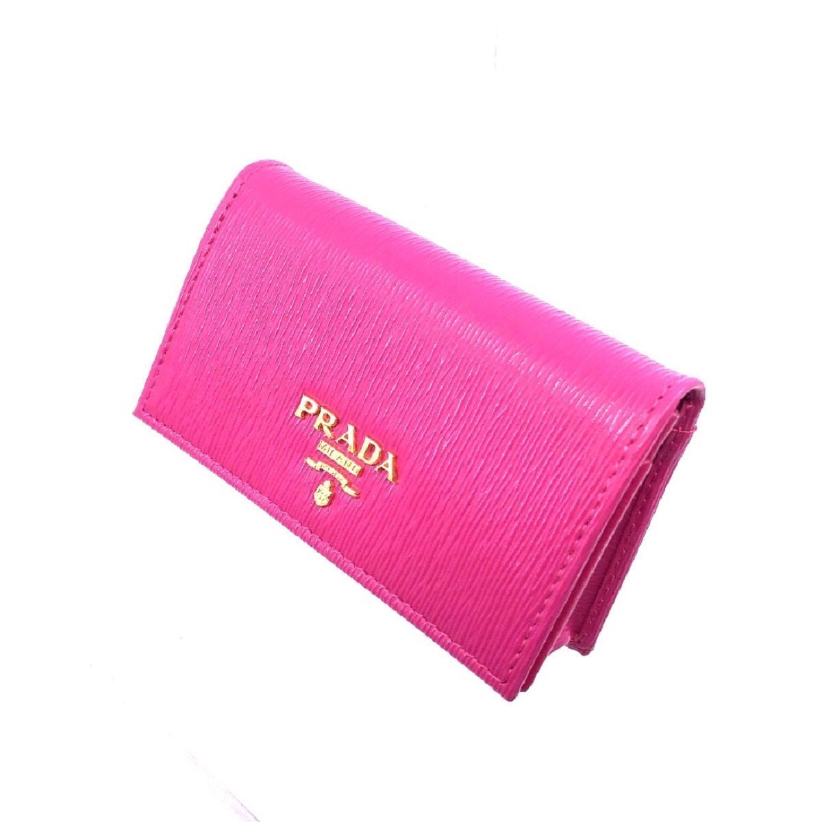 Prada Vitello Move Card Holder Fuchsia Pink Leather Pouch Wallet 1MC122