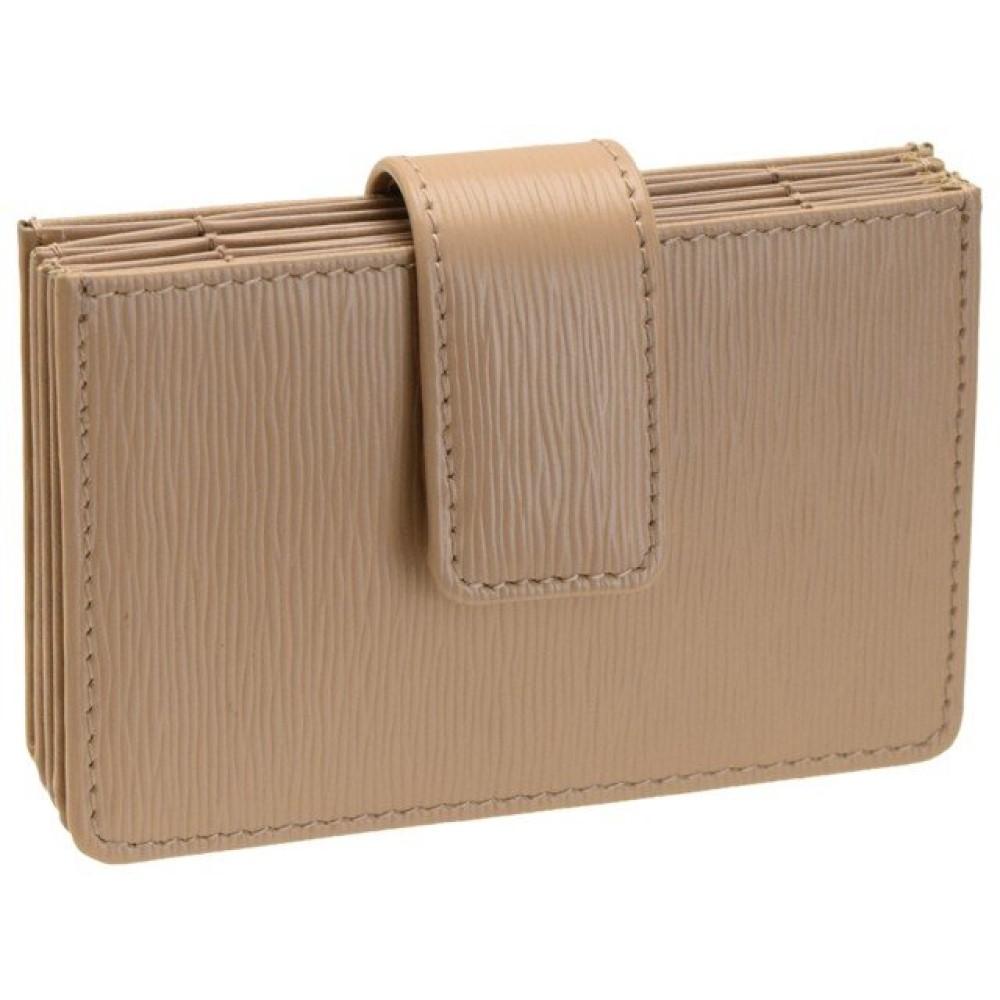 Prada Vitello Move Cipria Beige Accordion Card Case 1MC211