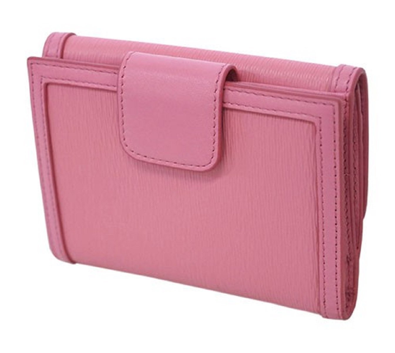 Prada Vitello Move Leather Geranio Pink Coin Purse Bi-fold Bow Wallet 1MH523