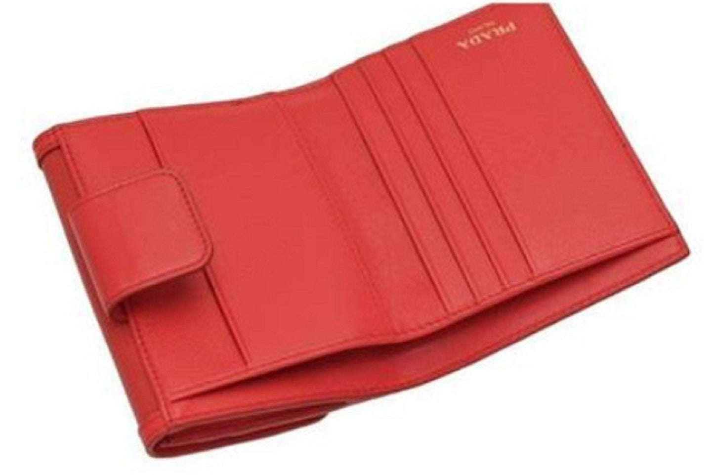 Prada Vitello Move Leather Geranio Red Coin Purse Bi-fold Bow Wallet
