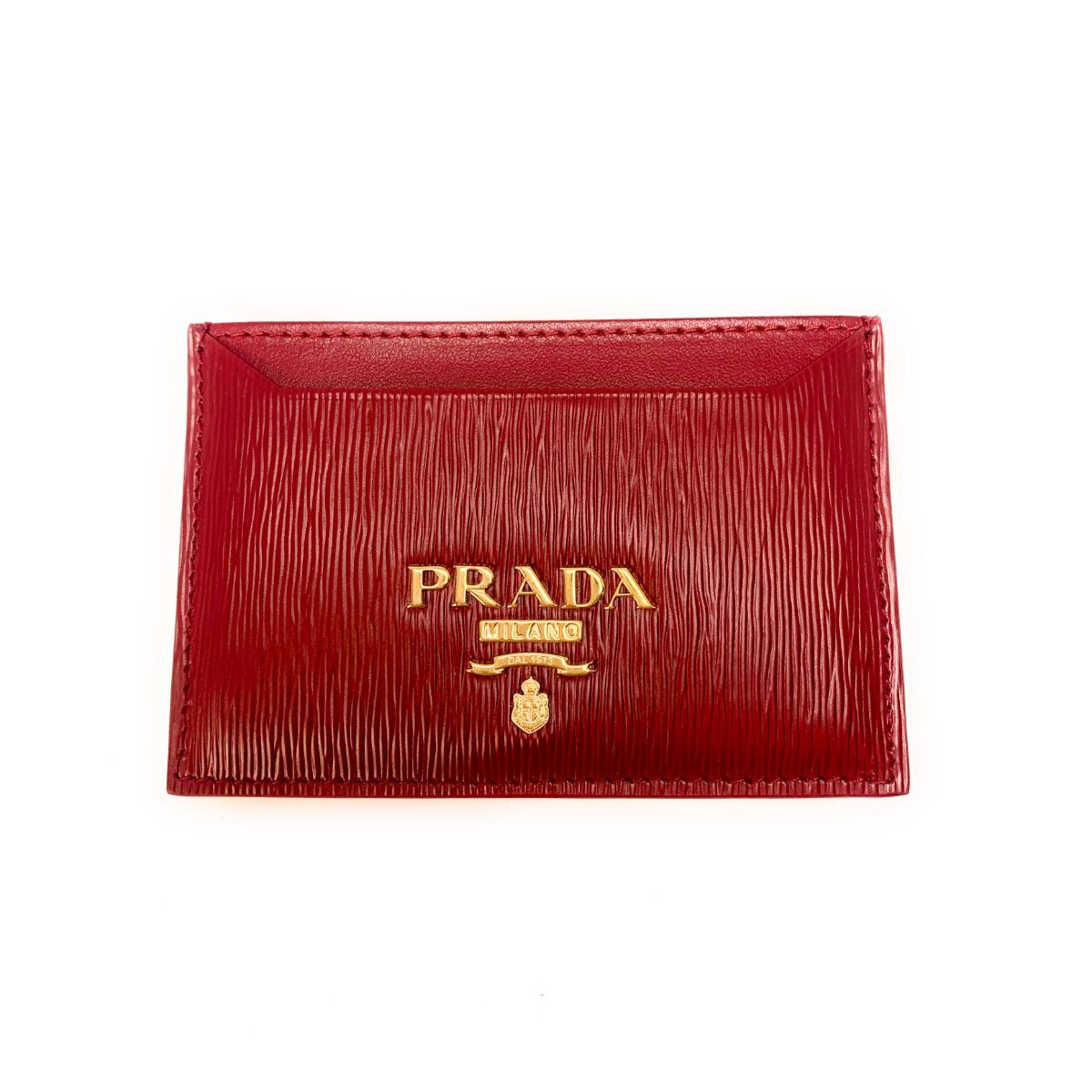 Prada Vitello Move Rubino Red Leather Card Holder Wallet 1MC208