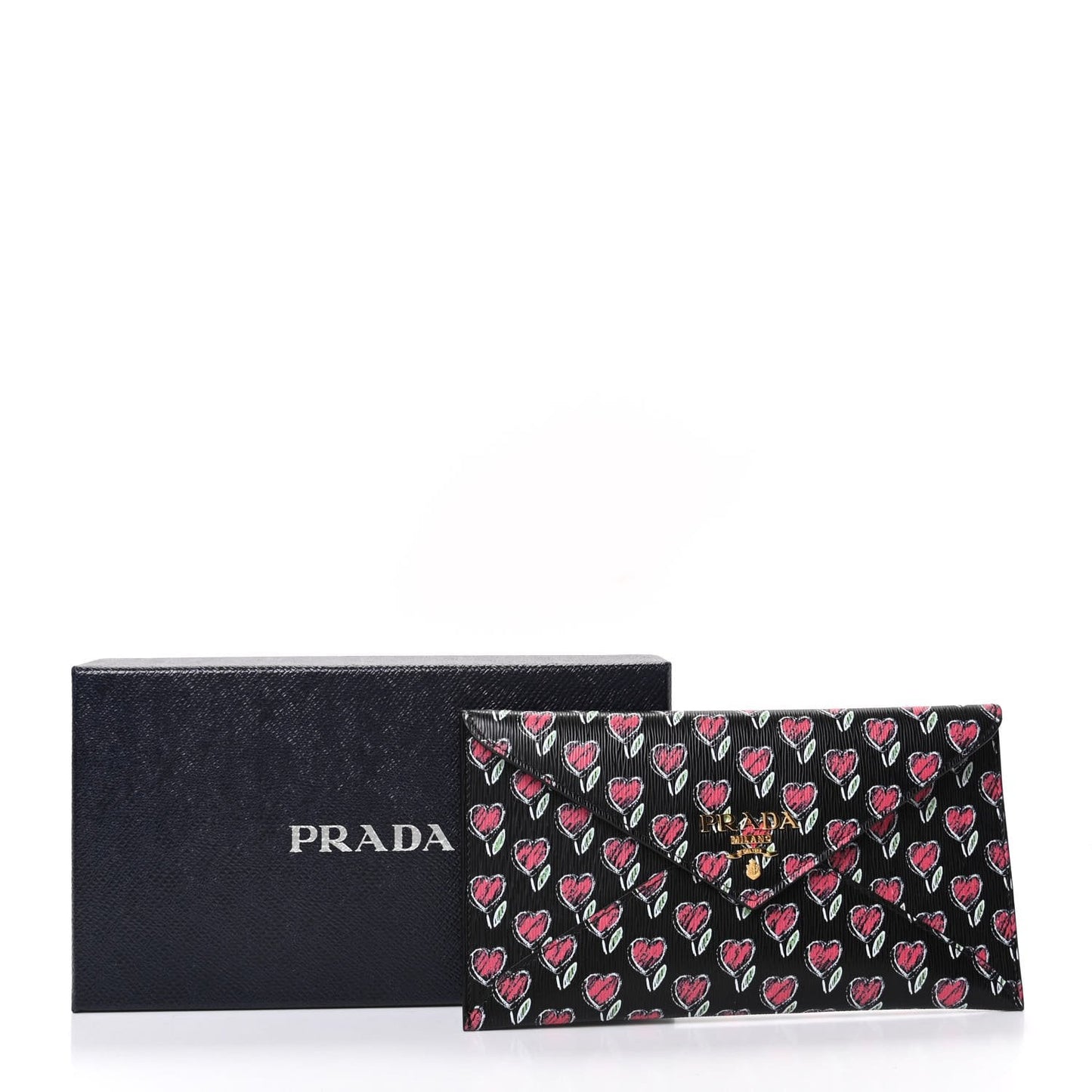Prada Vitello Move Love Long Envelope Wallet Leather Gold Hardware 1MF175
