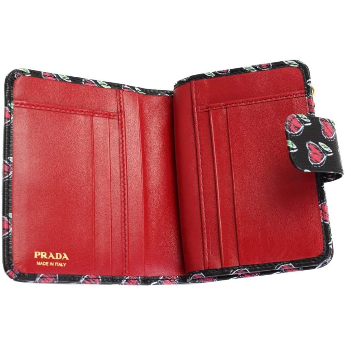 Prada Vitello Move Love Snap Zip Wallet Leather Gold Hardware 1ML018