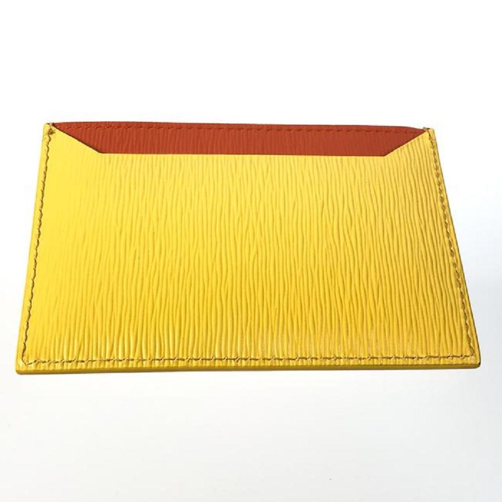 Prada Vitello Move Yellow Orange Leather Card Holder Wallet 1MC208