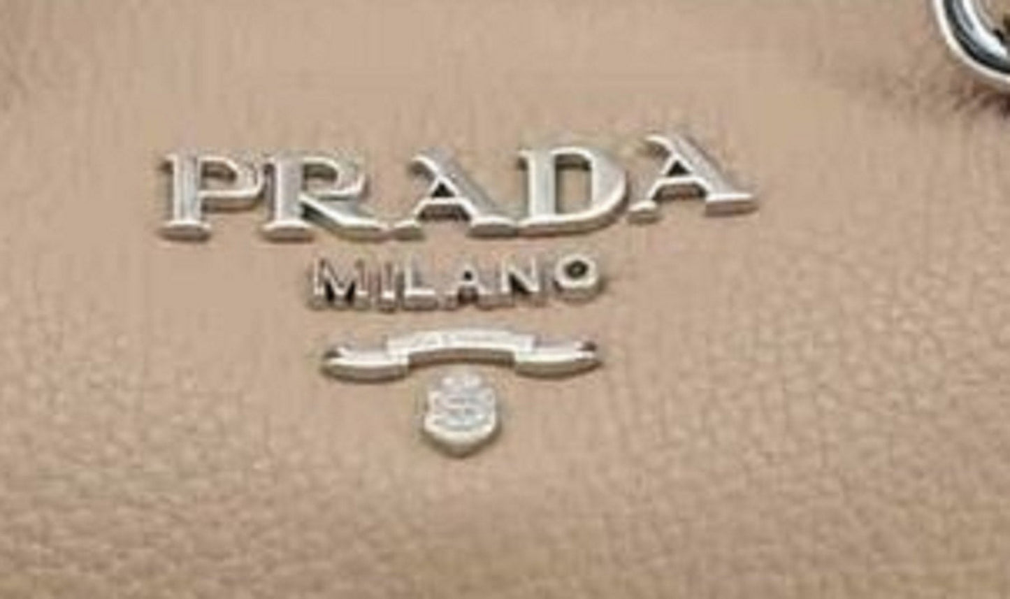 Prada Vitello Phenix Beige Cammeo Leather Handbag 1BA063