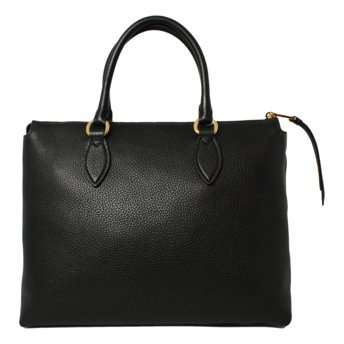 Prada Vitello Phenix Black Leather Satchel Shoulder Bag