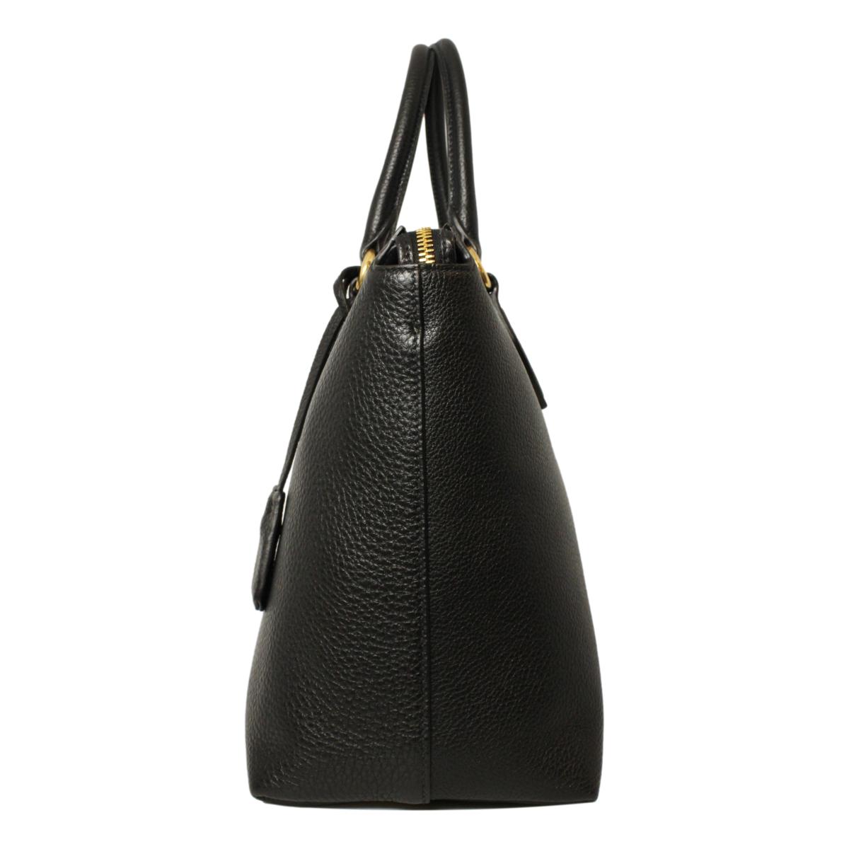 Prada Vitello Phenix Black Leather Satchel Shoulder Bag