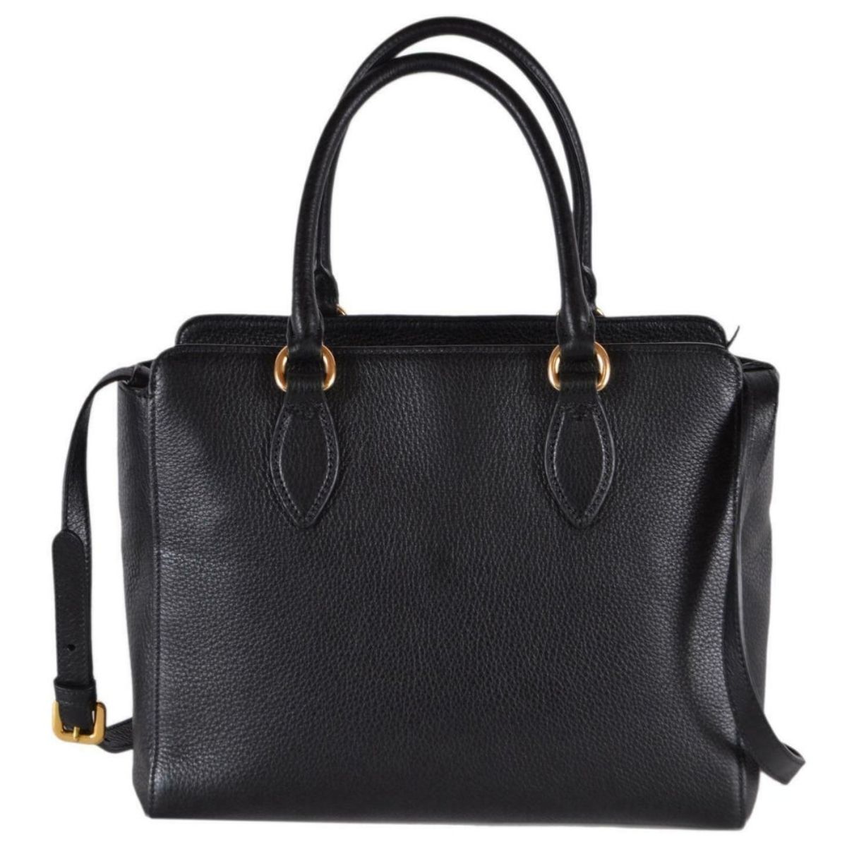 Prada Vitello Phenix Black Small Crossbody Satchel Handbag 1BA205