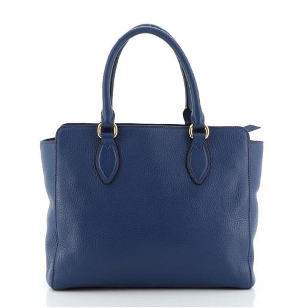 Prada Vitello Phenix Bluette Blue Small Crossbody Satchel Handbag 1BA205