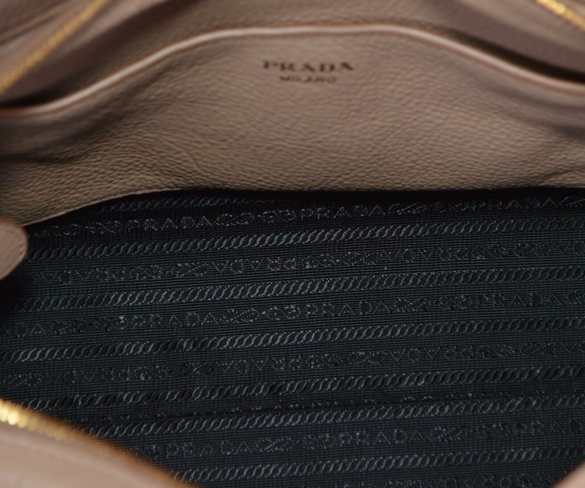 Prada Vitello Phenix Cammeo Beige Small Crossbody Handbag 1BA205