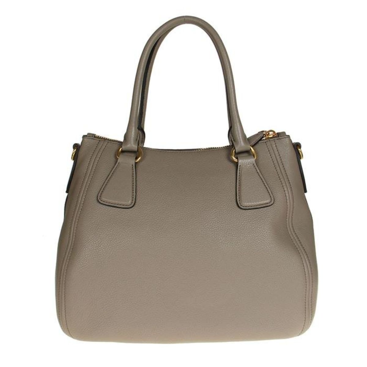 Prada Vitello Phenix Leather Convertible Zip Bag Argilla Grey 1BC032