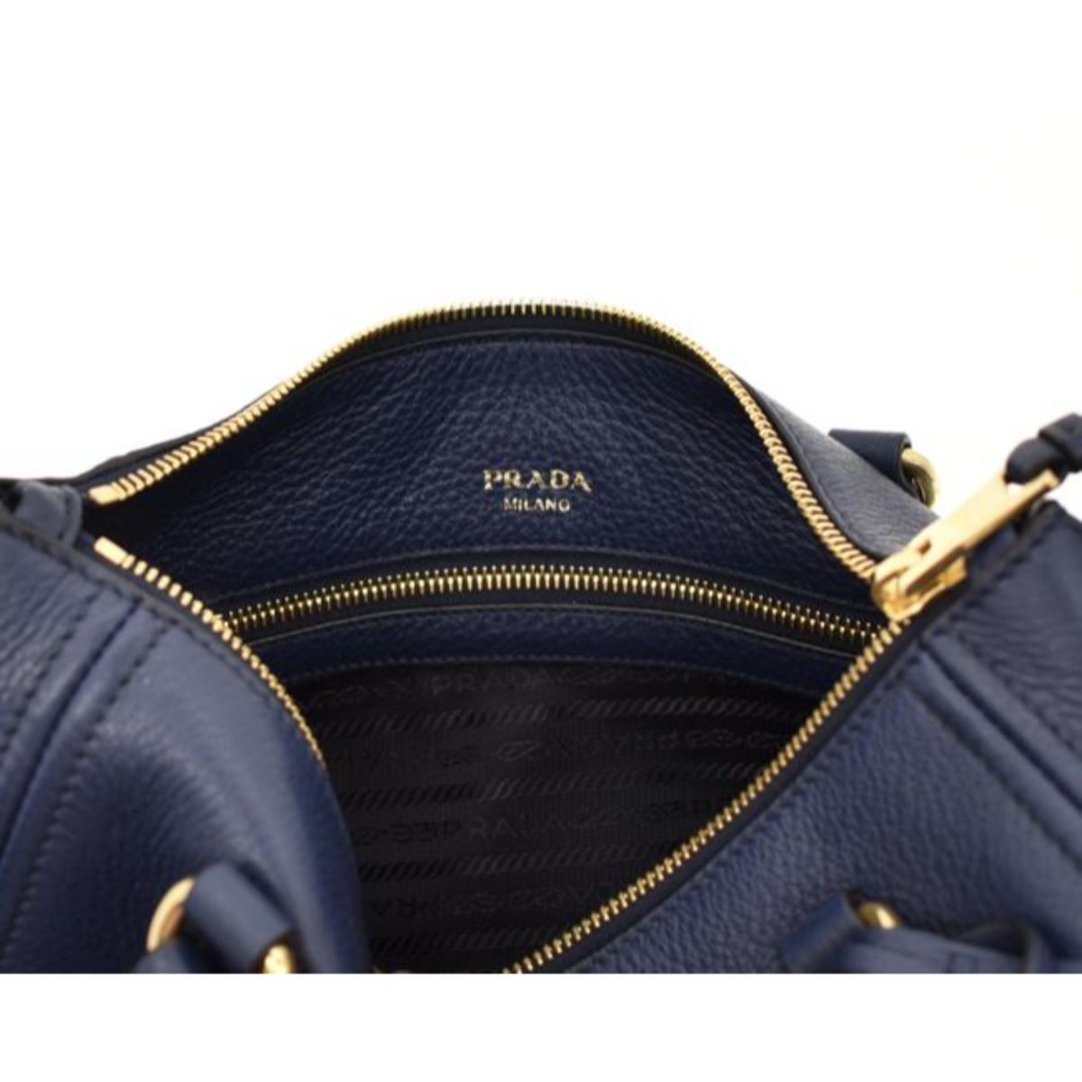 Prada Vitello Phenix Leather Convertible Zip Bag Baltico Blue 1BC032
