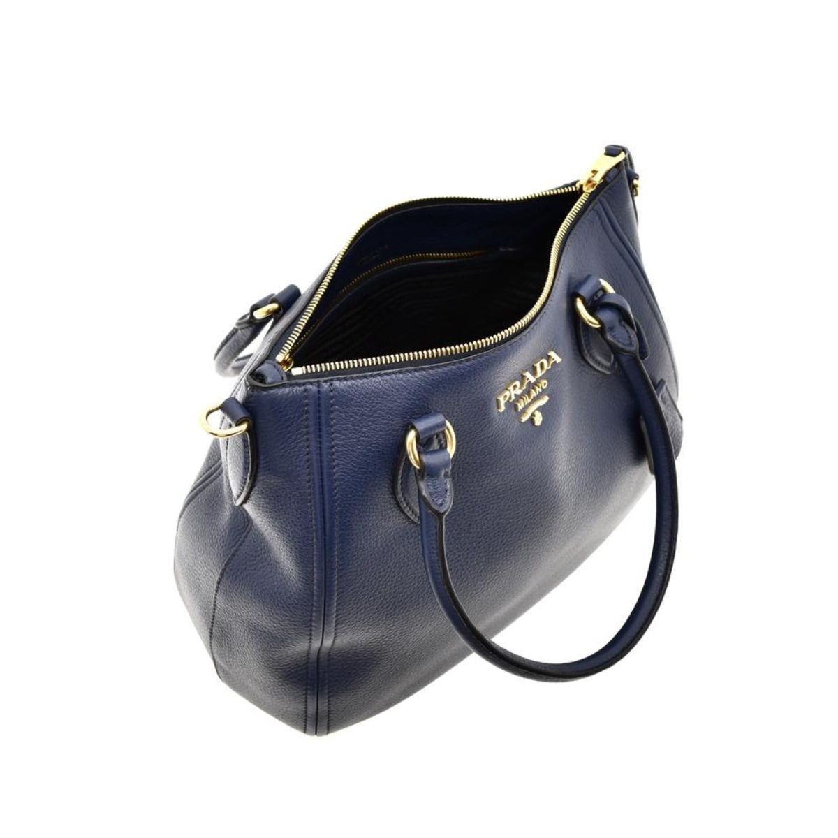 Prada Vitello Phenix Leather Convertible Zip Bag Baltico Blue 1BC032