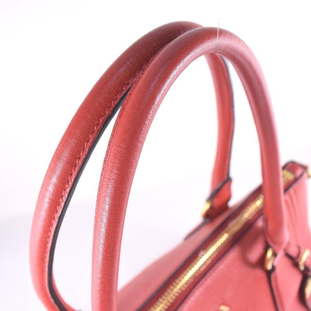 Prada Vitello Phenix Leather Convertible Zip Bag Rosso Red 1BC032
