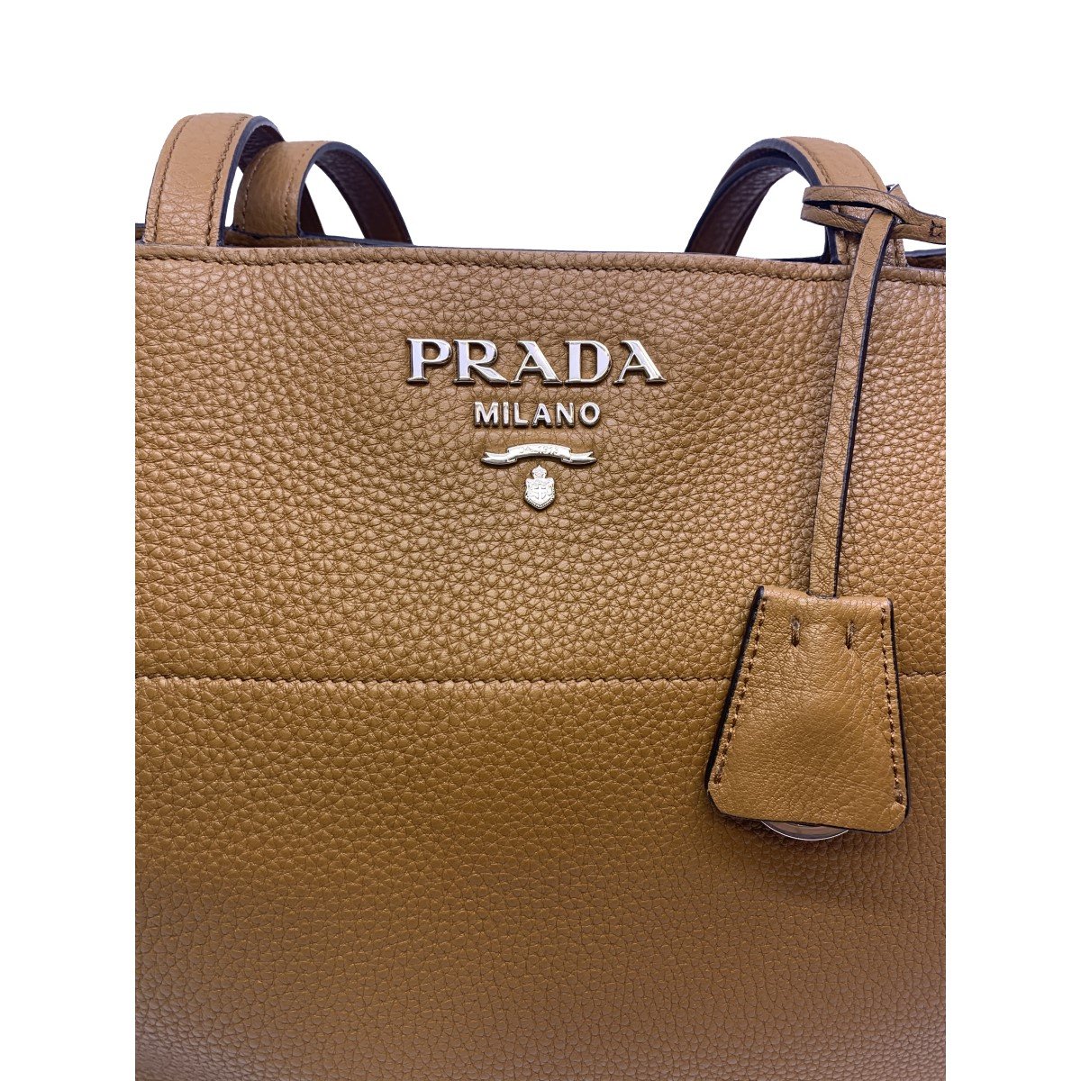 Prada Vitello Phenix Leather Shopping Tote Bag Cannella Brown 1BG203