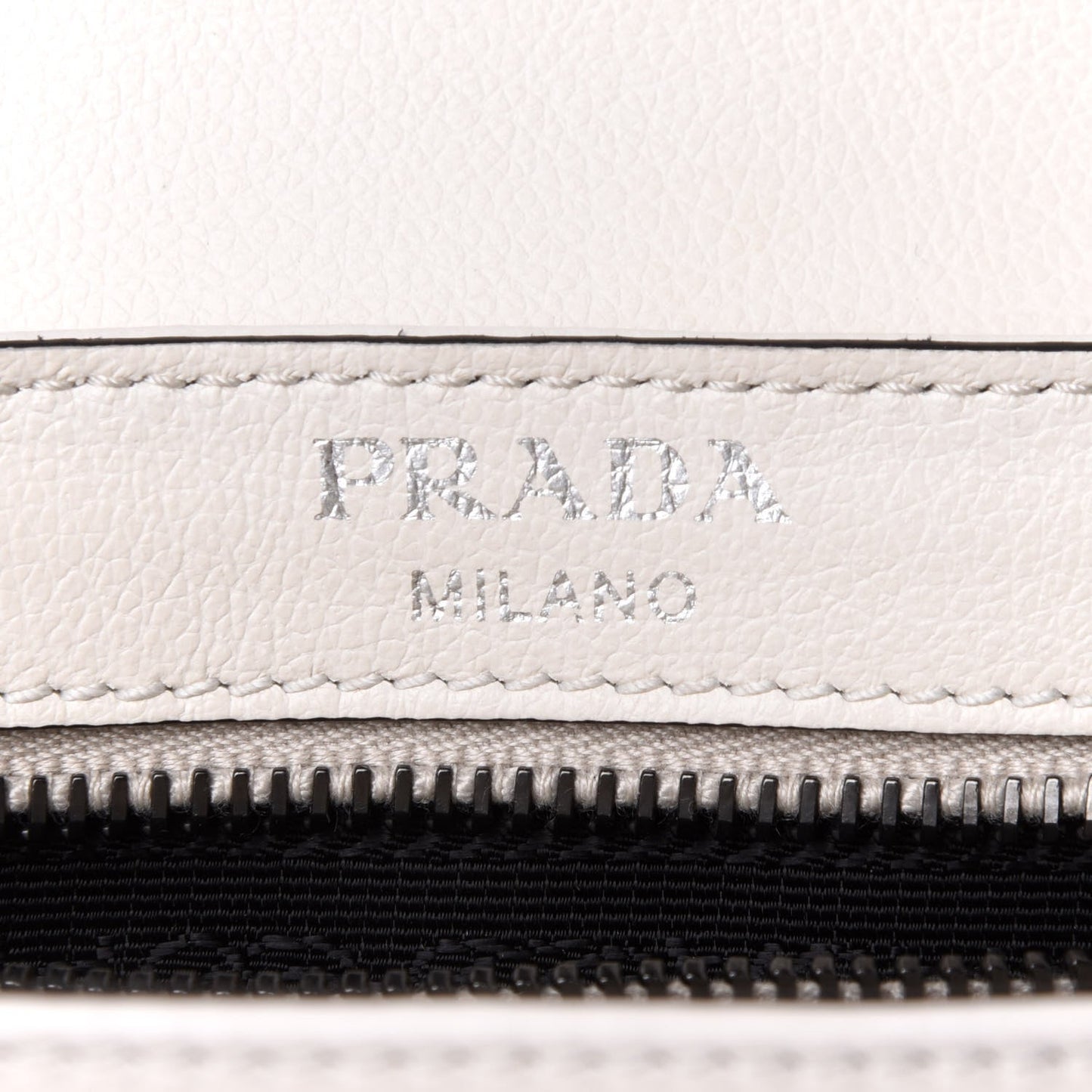 Prada White Glace Leather Studded Trim Crossbody Handbag