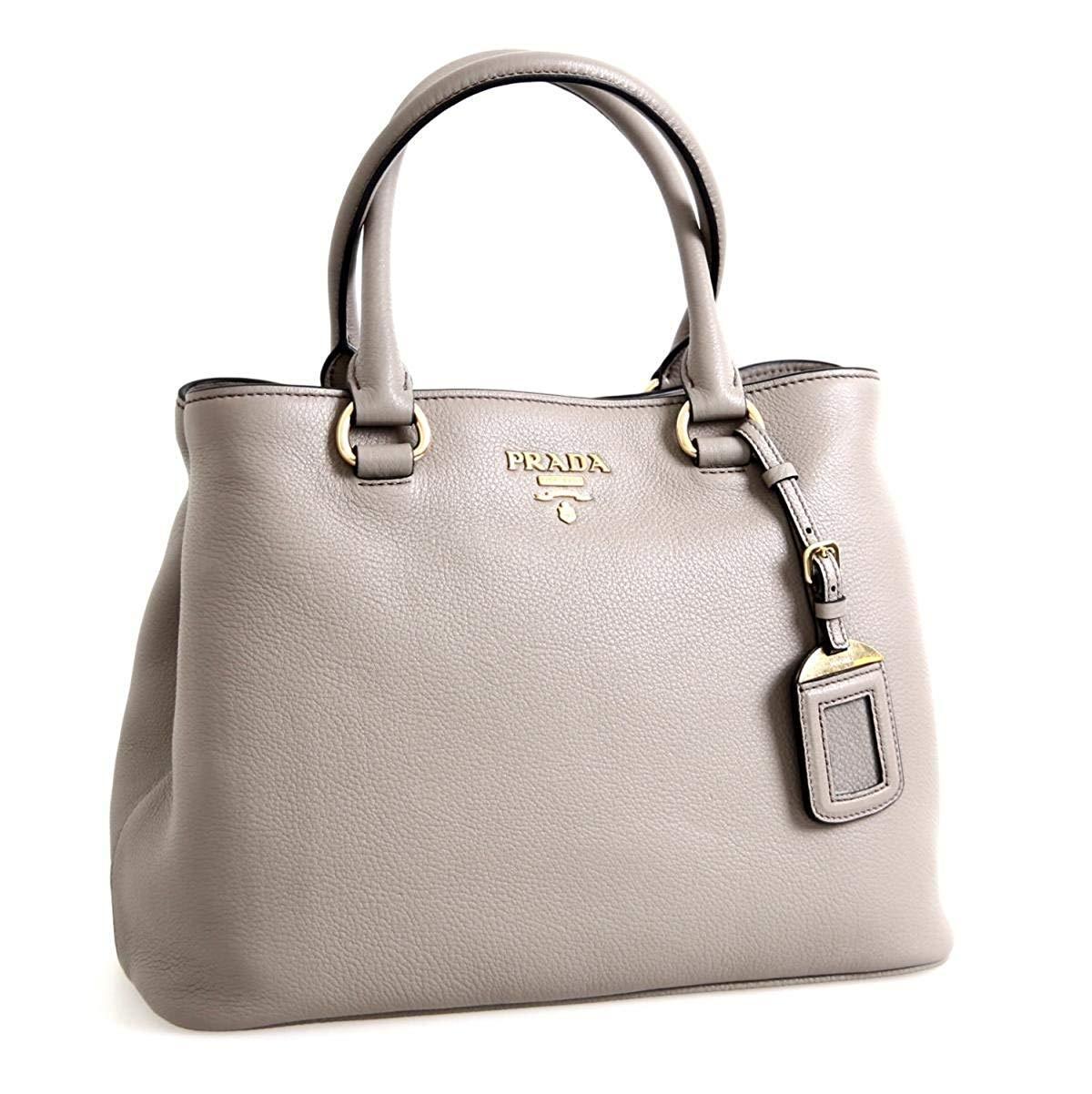 Prada Argilla Gray Vitello Phenix Leather Adjustable Tote Bag 1BA058