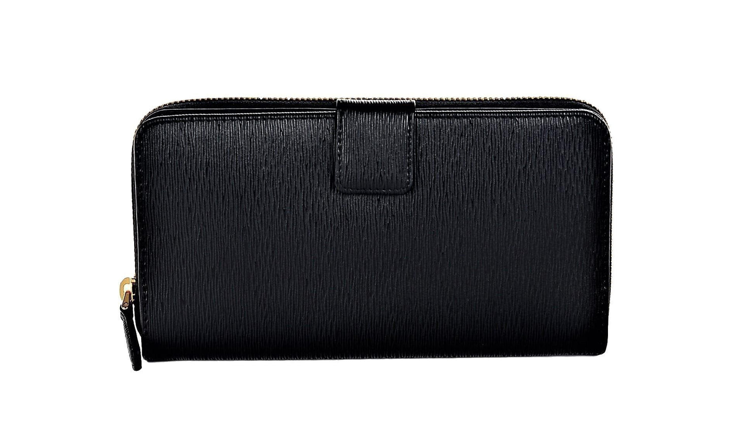 Prada Women's Black Vitello Move Full Zip Wallet 1ML348