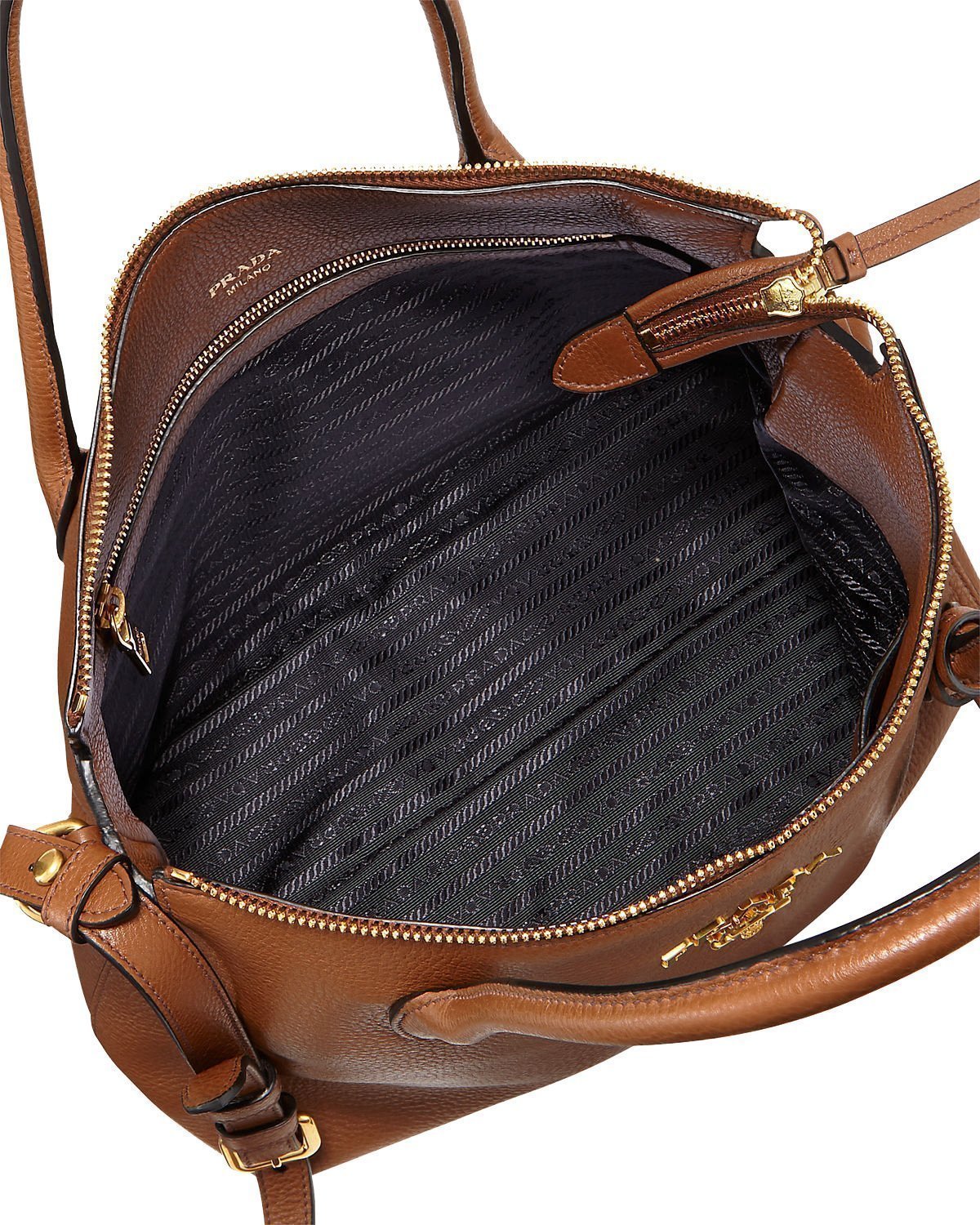 Prada Women's Brown Vitello Phenix Leather Handbag 1BA063