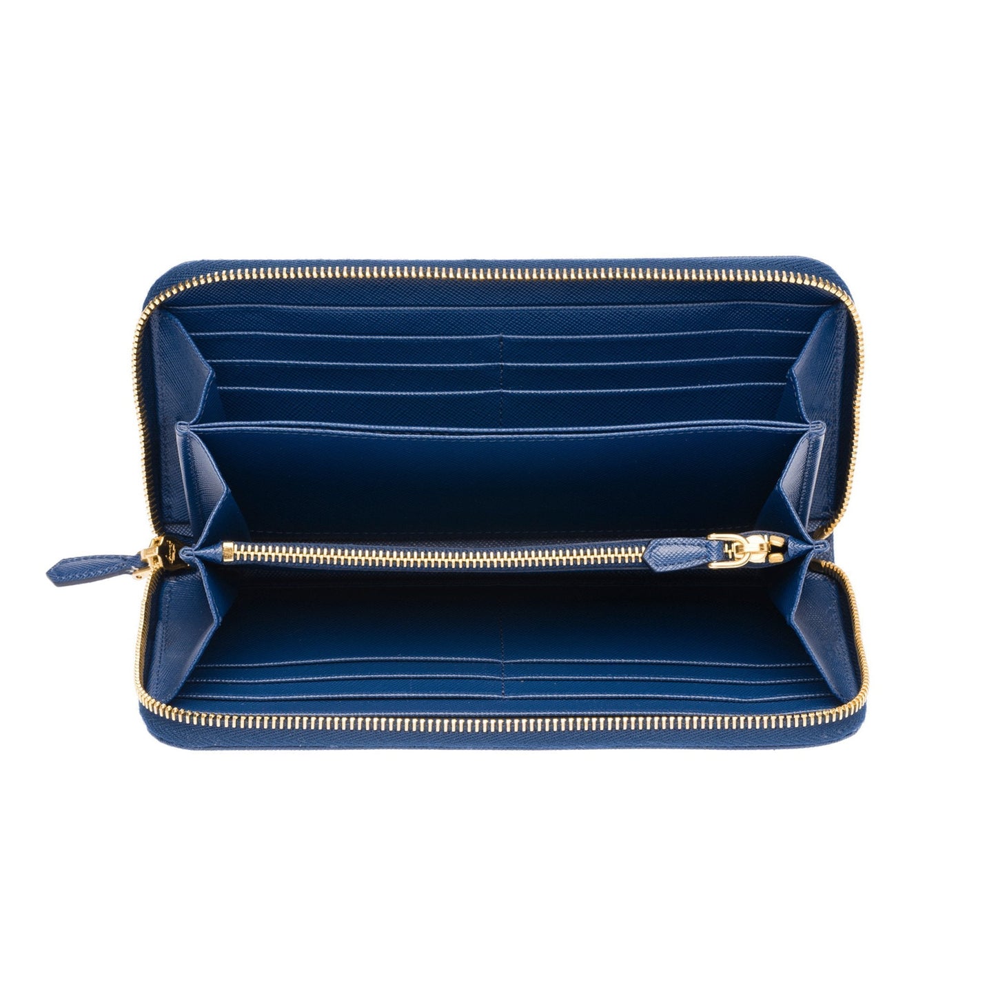 Prada Women's Cobalt Blue Vitello Move Zip Around Wallet 1ML506
