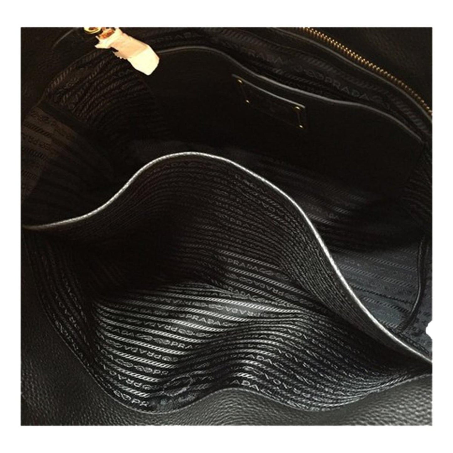 Prada Navy Blue Vitello Phenix Leather Shopping Tote