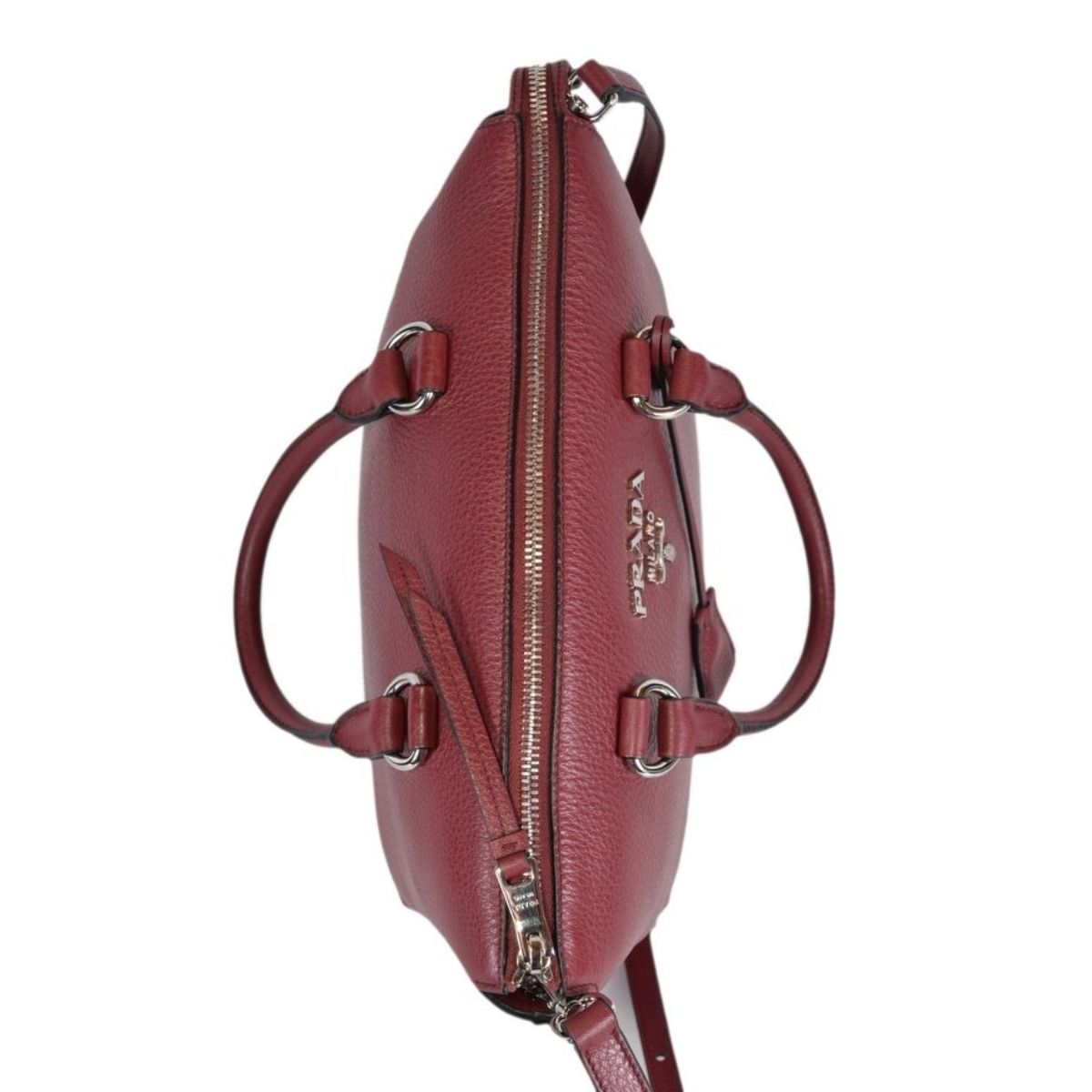 Prada Women's Rubino Red Vitello Phenix Leather Crossbody Handbag 1BA063
