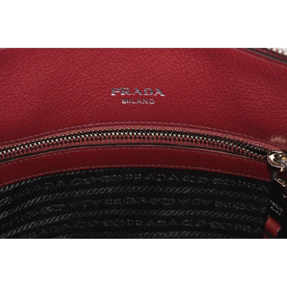 Prada Women's Rubino Red Vitello Phenix Leather Crossbody Handbag 1BA063