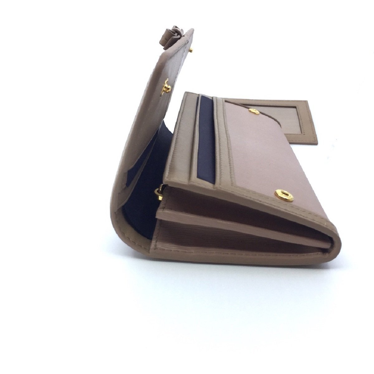 Prada Women's Snap Closure Wallet Cammeo Beige Detachable ID Card 1MH132