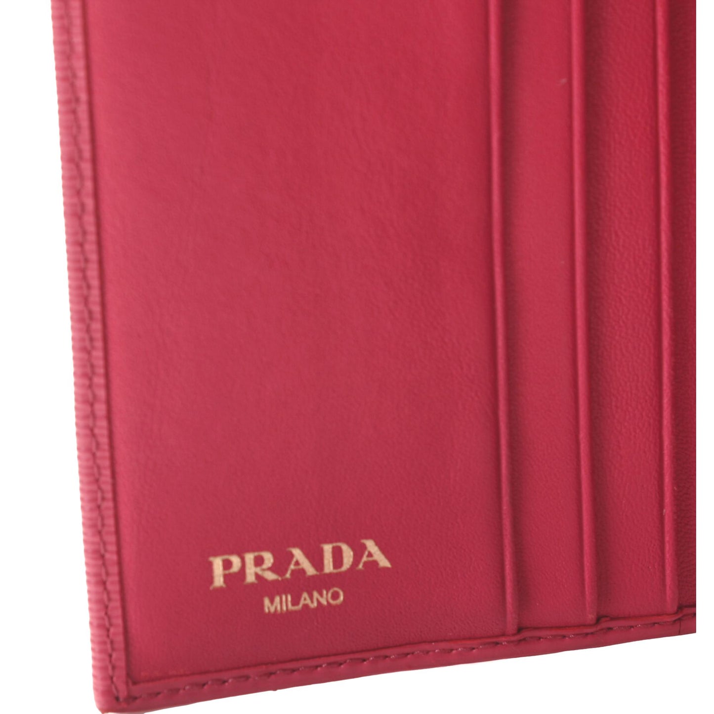 Prada Vitello Move Pink Leather Logo Plaque Small Trifold Wallet