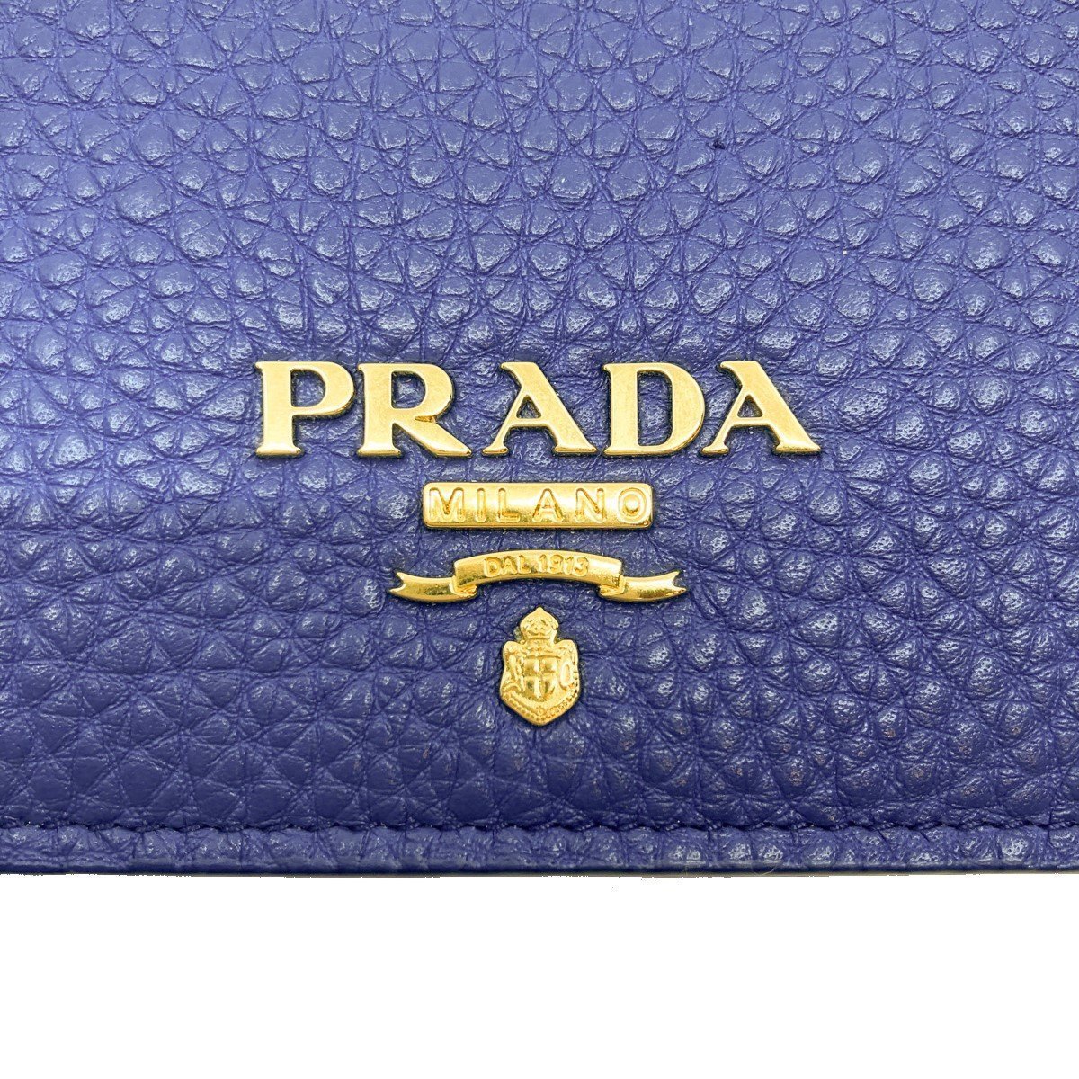 Prada Womens Blue Orange Vitello Daino Colour Pebbled Leather Bifold Wallet