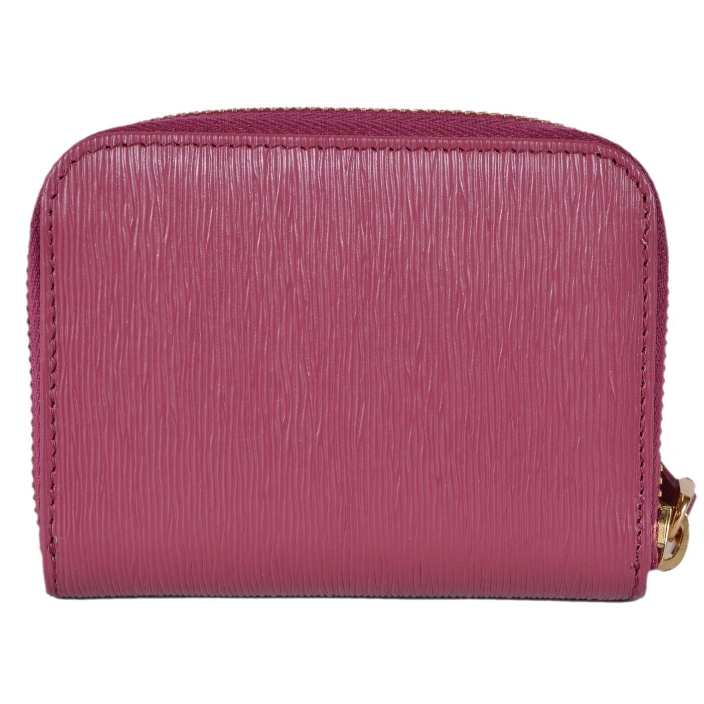Prada Womens Ibisco Pink Vitello Move Leather Zip Coin Wallet