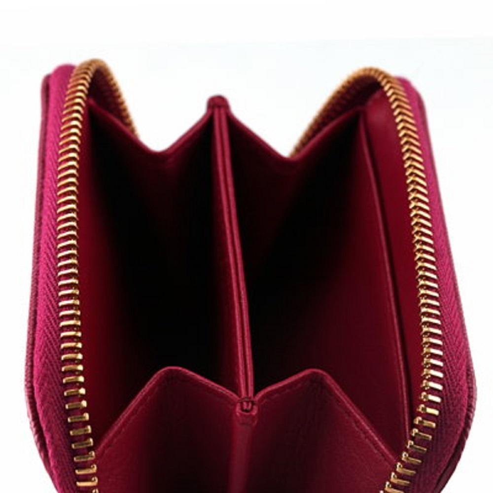 Prada Womens Ibisco Pink Vitello Move Leather Zip Coin Wallet