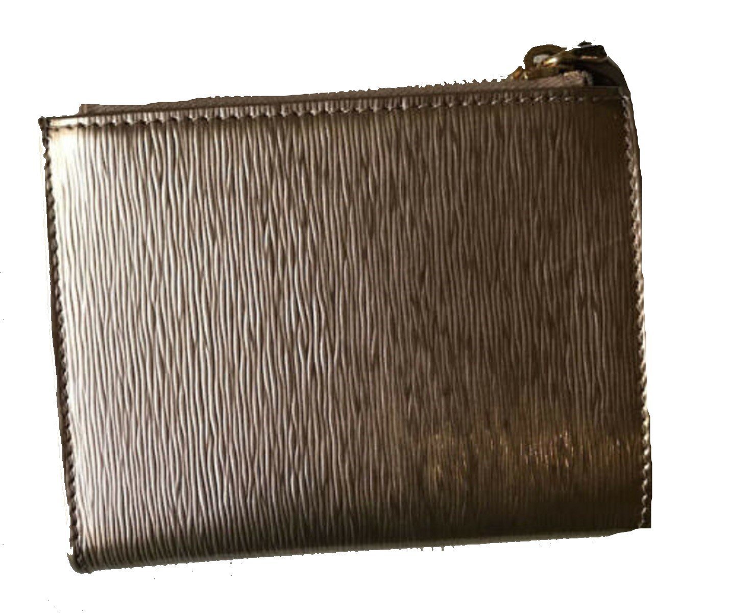 Prada Womens Metallic Rose Gold Zip Snap Vitello Move Leather Wallet 1ML024